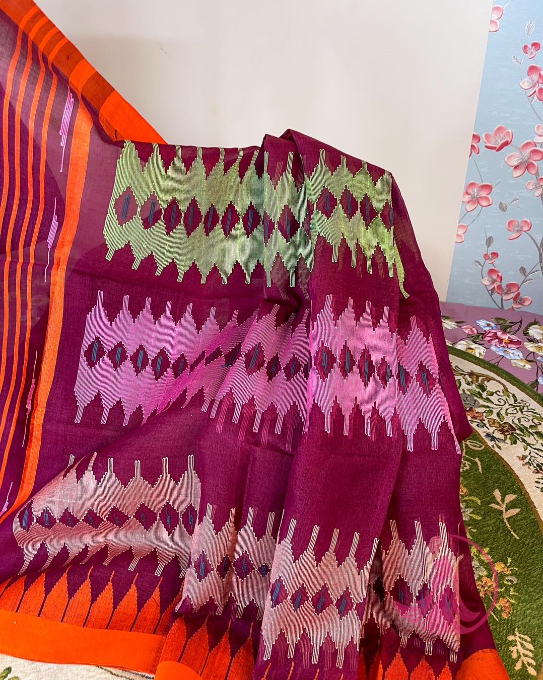Maroon Monipuri Saree - Image 3